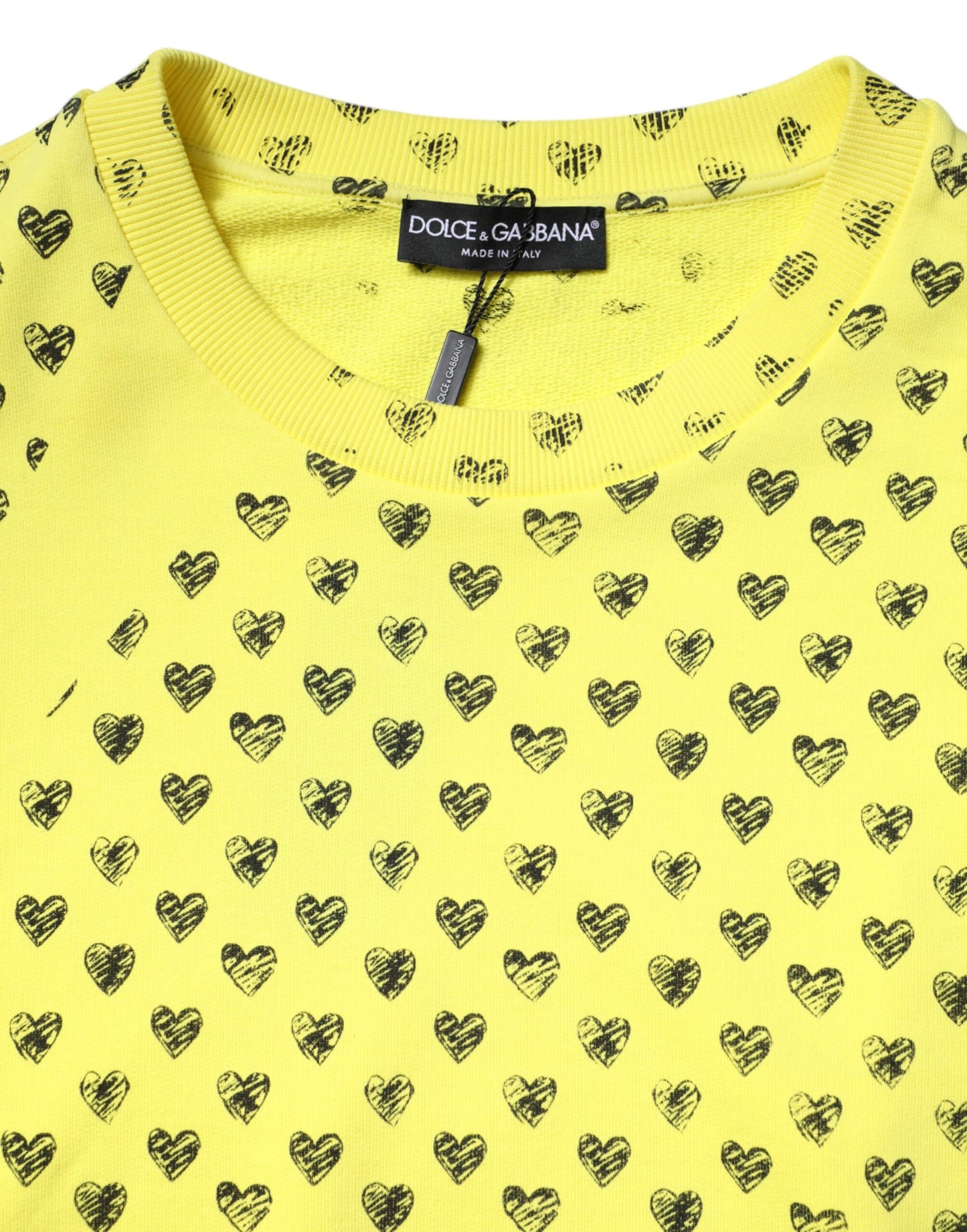 Dolce & Gabbana Gelbes Herz Rundhalsausschnitt Männer Pullover Pullover