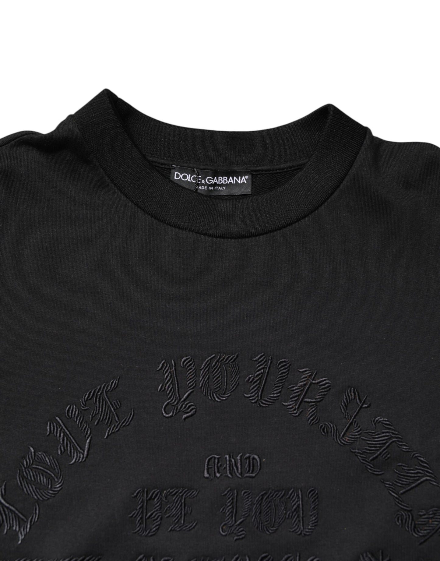 Dolce & Gabbana Schwarzer bestickter Pullover mit Rundhalsausschnitt