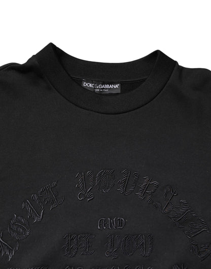 Dolce & Gabbana Schwarzer bestickter Pullover mit Rundhalsausschnitt