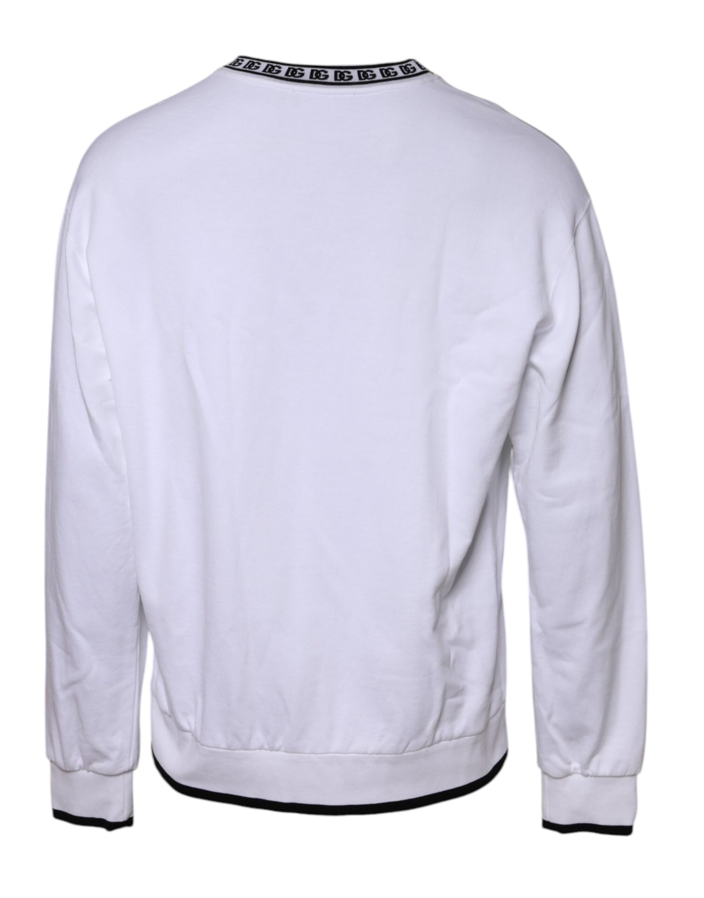 Dolce & Gabbana Weißer Logo-Baumwollpullover mit Rundhalsausschnitt