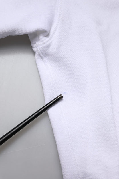 Dolce & Gabbana Weißer Logo-Baumwollpullover mit Rundhalsausschnitt