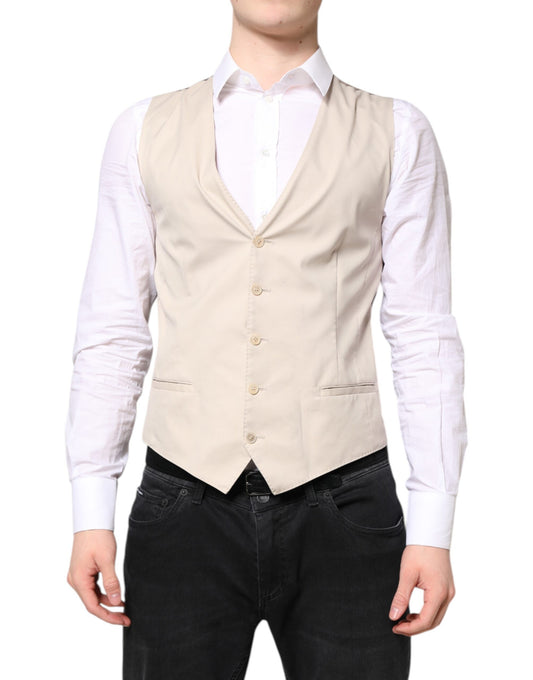 Dolce & Gabbana Beige Grau Kleid Männer Formelle Weste Weste