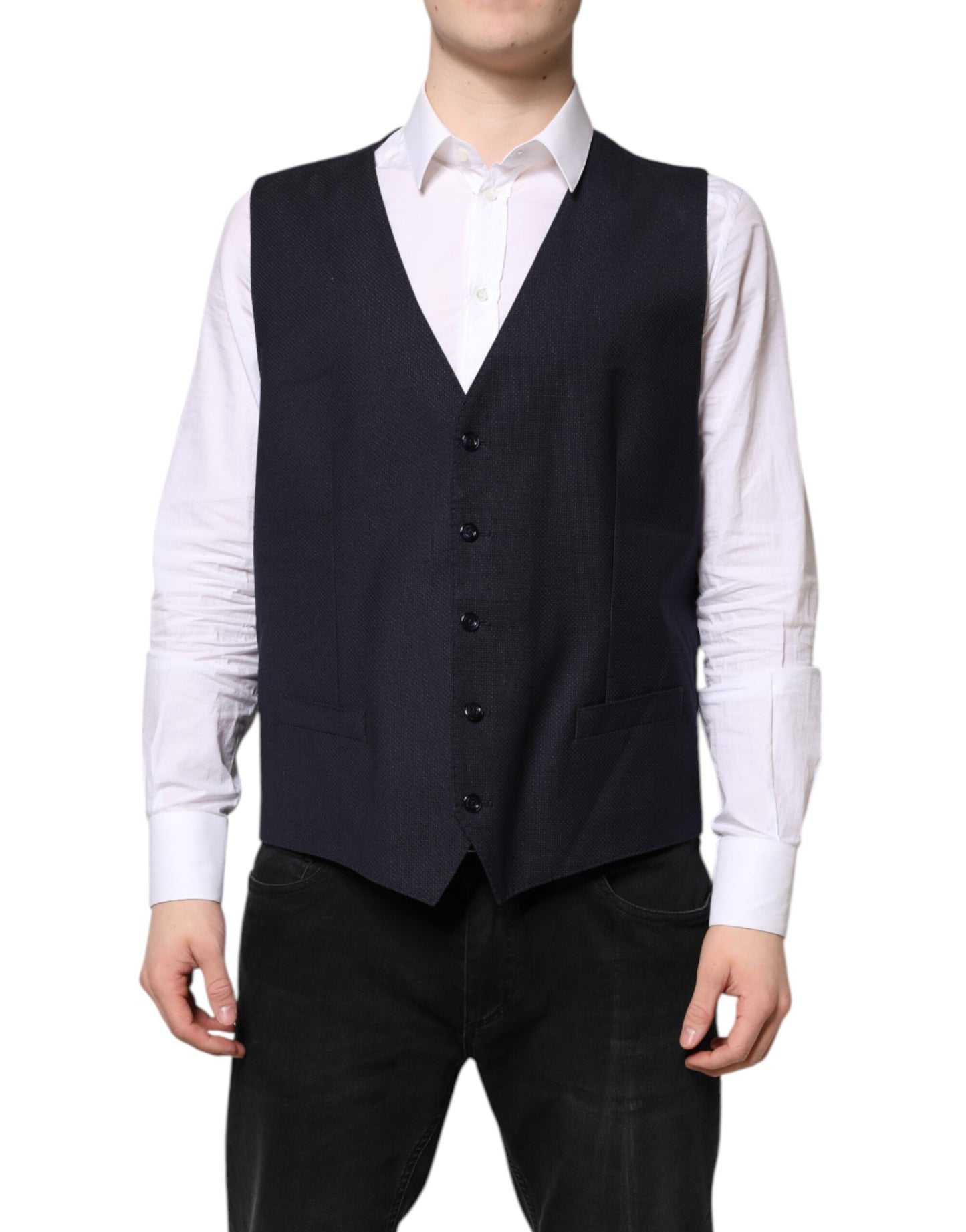 Dolce & Gabbana Schwarze Wollweste Kleid Formelle Weste