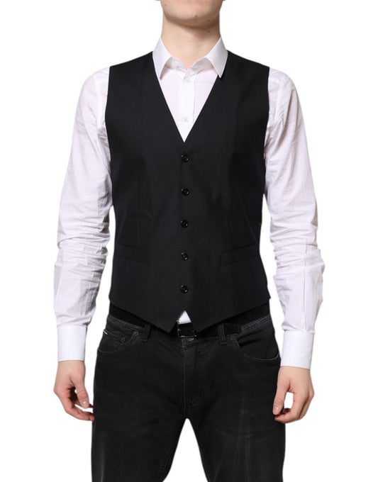 Dolce & Gabbana Schwarze Wollweste Kleid Formelle Weste