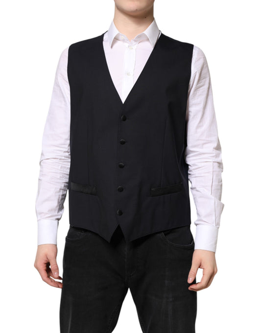 Dolce & Gabbana Schwarze Wollweste Kleid Formelle Weste