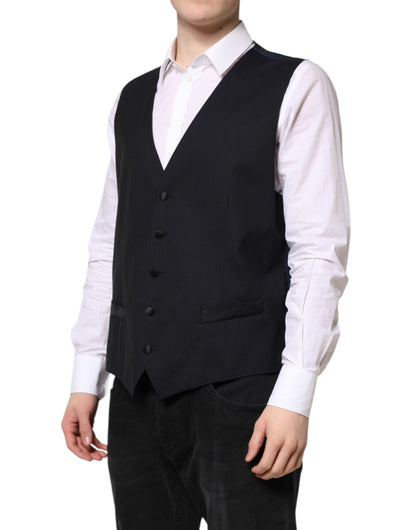 Dolce & Gabbana Schwarze Wollweste Kleid Formelle Weste