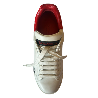 Dolce & Gabbana Weiß Rot Logo Portofino Turnschuhe Schuhe