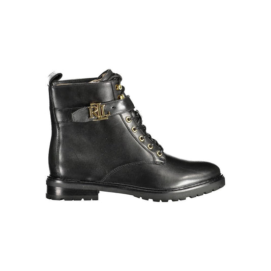 Ralph Lauren Schwarzes Leder Damen Stiefel