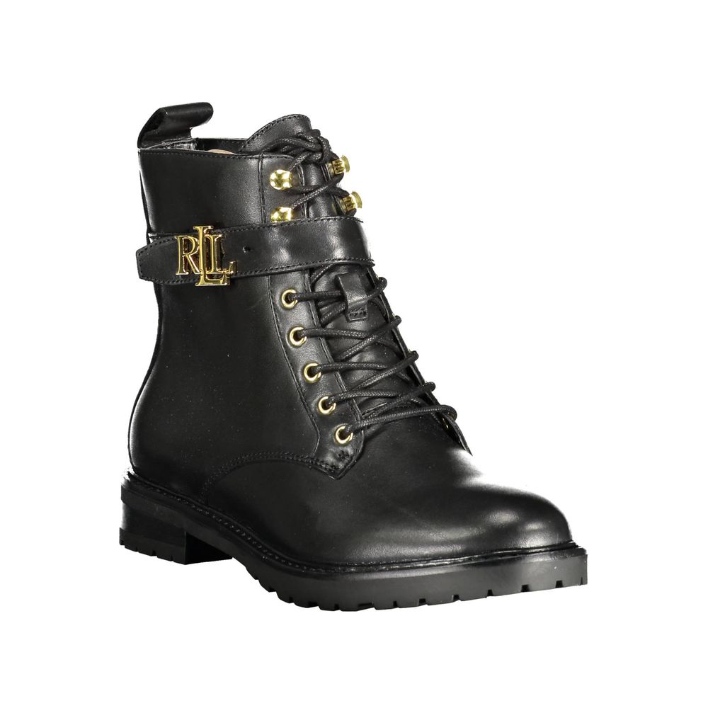 Ralph Lauren Schwarzes Leder Damen Stiefel