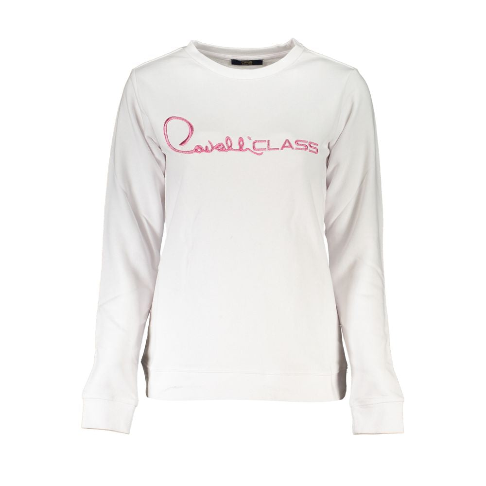 Cavalli Class Weißer Baumwollpullover für Frauen