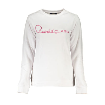 Cavalli Class Weißer Baumwollpullover für Frauen