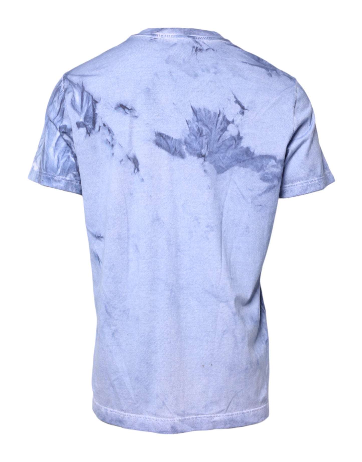 Dolce & Gabbana Blaues T-Shirt mit Rundhalsausschnitt und Logodruck aus Baumwolle