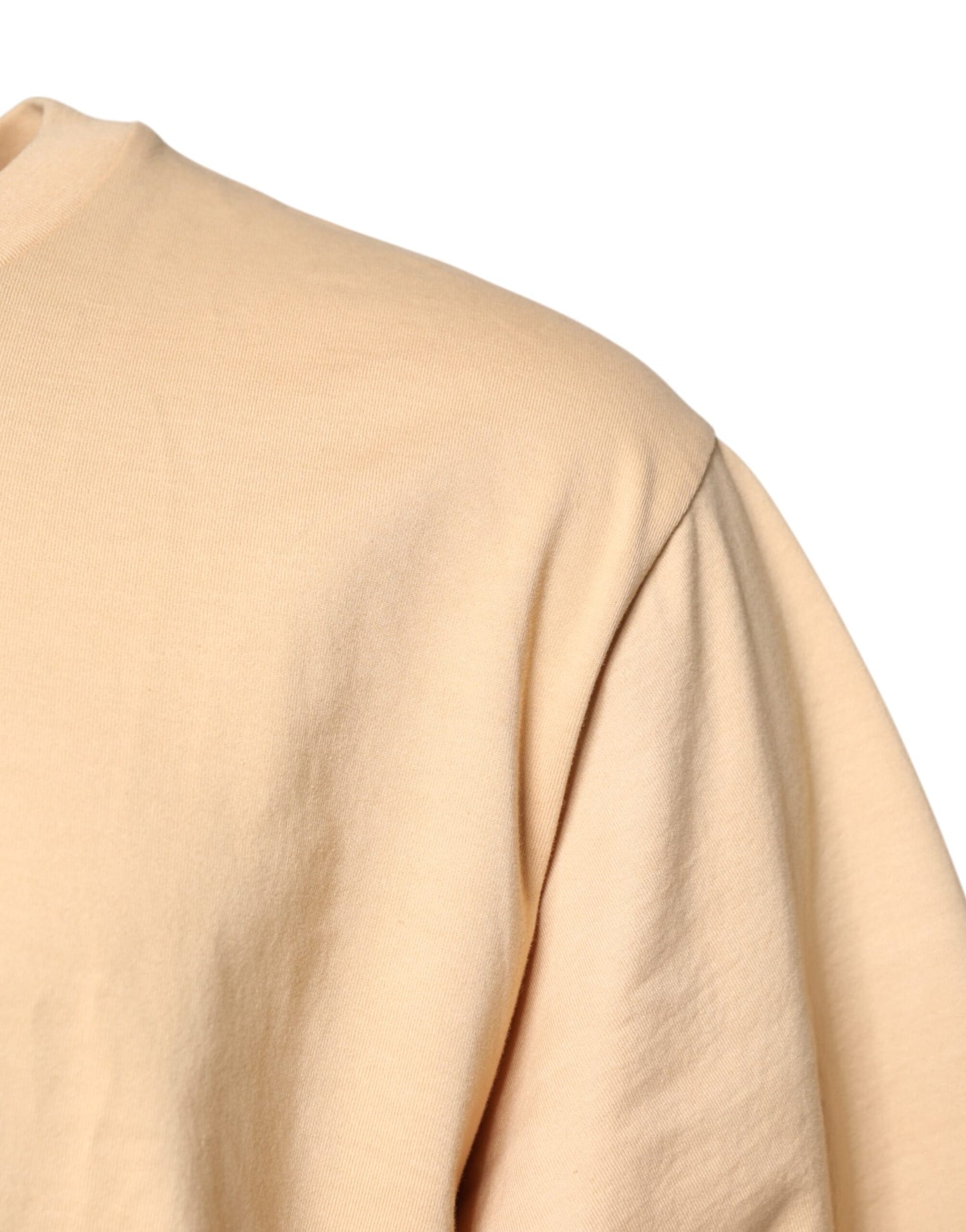 Dolce & Gabbana Beigefarbenes T-Shirt mit Rundhalsausschnitt und Logodruck aus Baumwolle