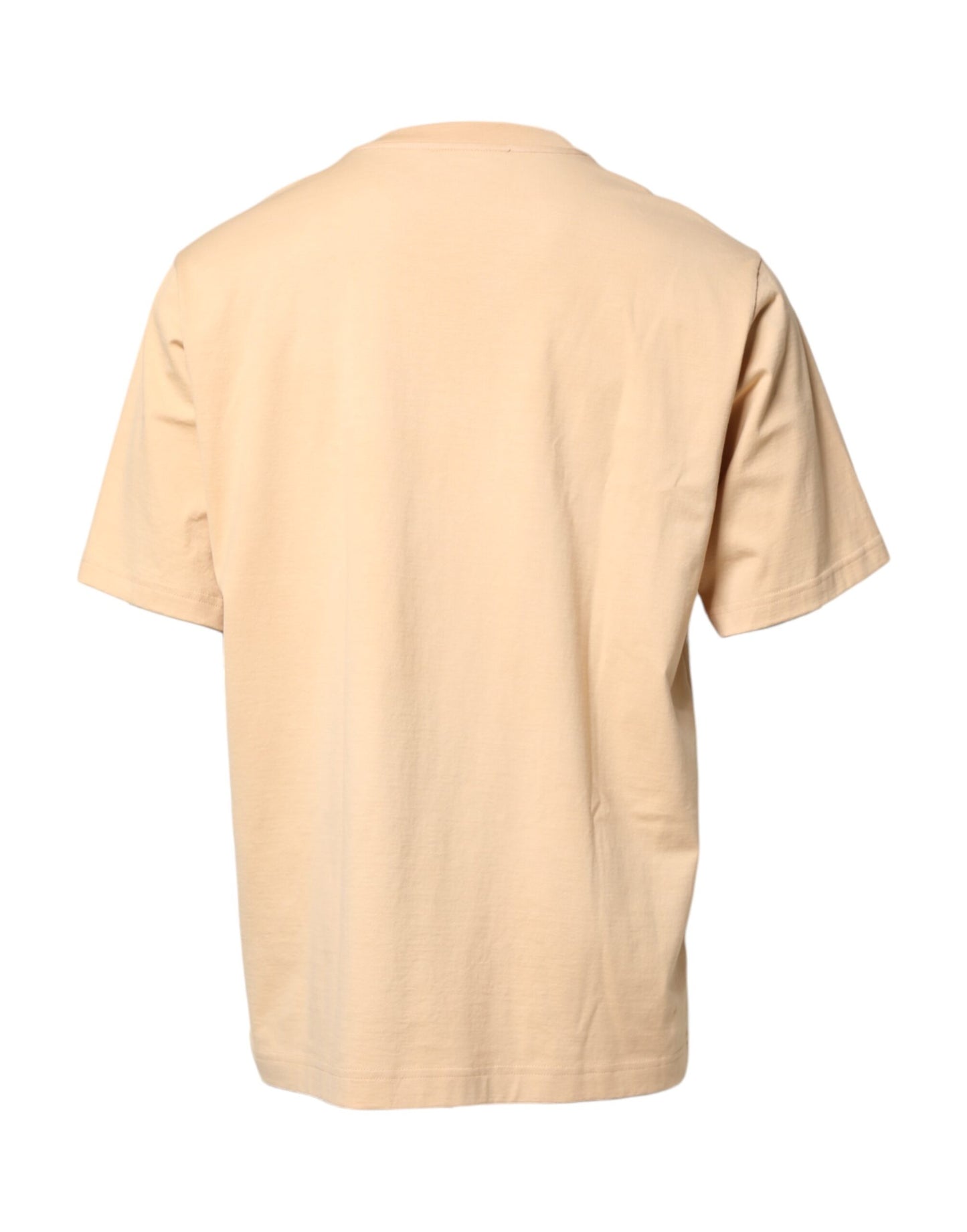 Dolce & Gabbana Beigefarbenes T-Shirt mit Rundhalsausschnitt und Logodruck aus Baumwolle