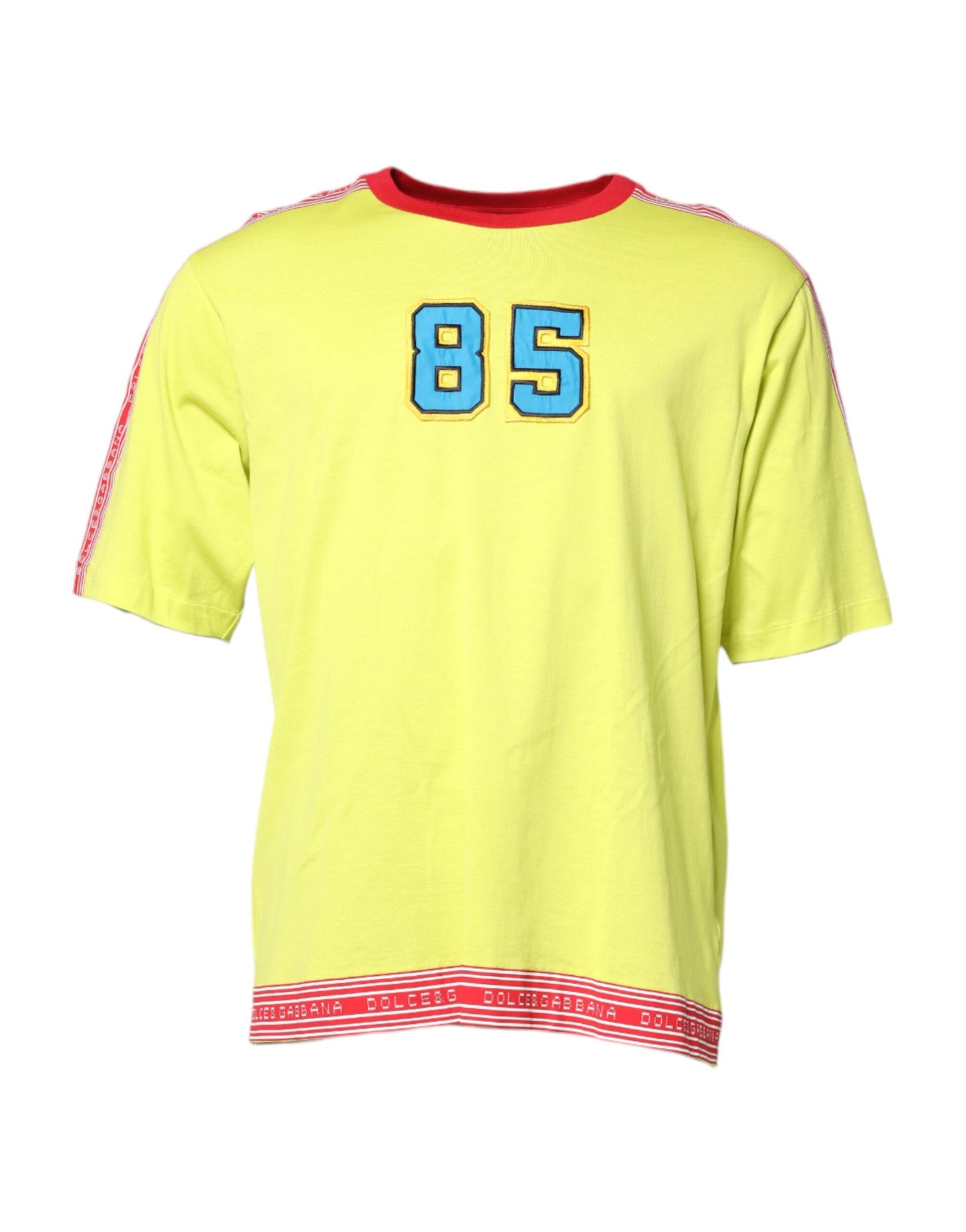 Dolce & Gabbana Grünes T-Shirt mit Rundhalsausschnitt aus Baumwolle 85 Patch