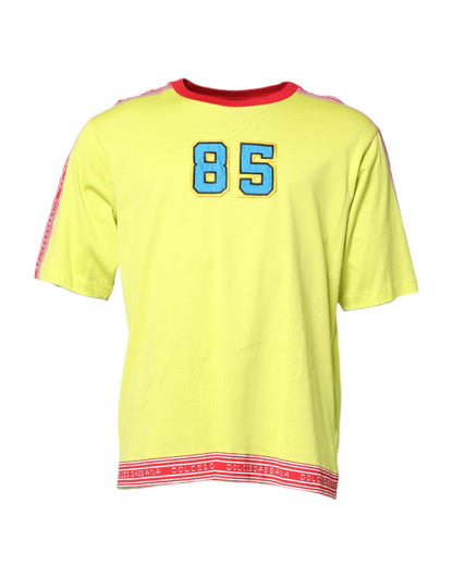 Dolce & Gabbana Grünes T-Shirt mit Rundhalsausschnitt aus Baumwolle 85 Patch