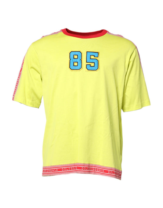 Dolce & Gabbana Grünes T-Shirt mit Rundhalsausschnitt aus Baumwolle 85 Patch