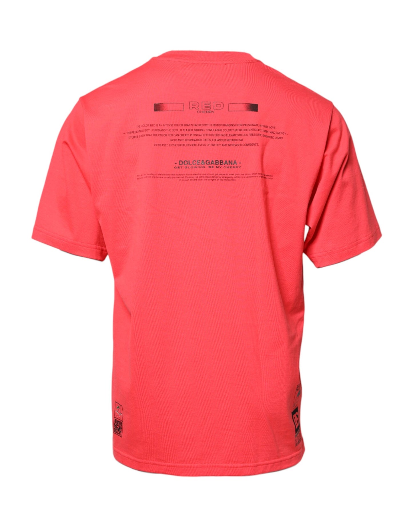 Dolce & Gabbana Rotes T-Shirt mit Rundhalsausschnitt und Schriftzug aus Baumwolle