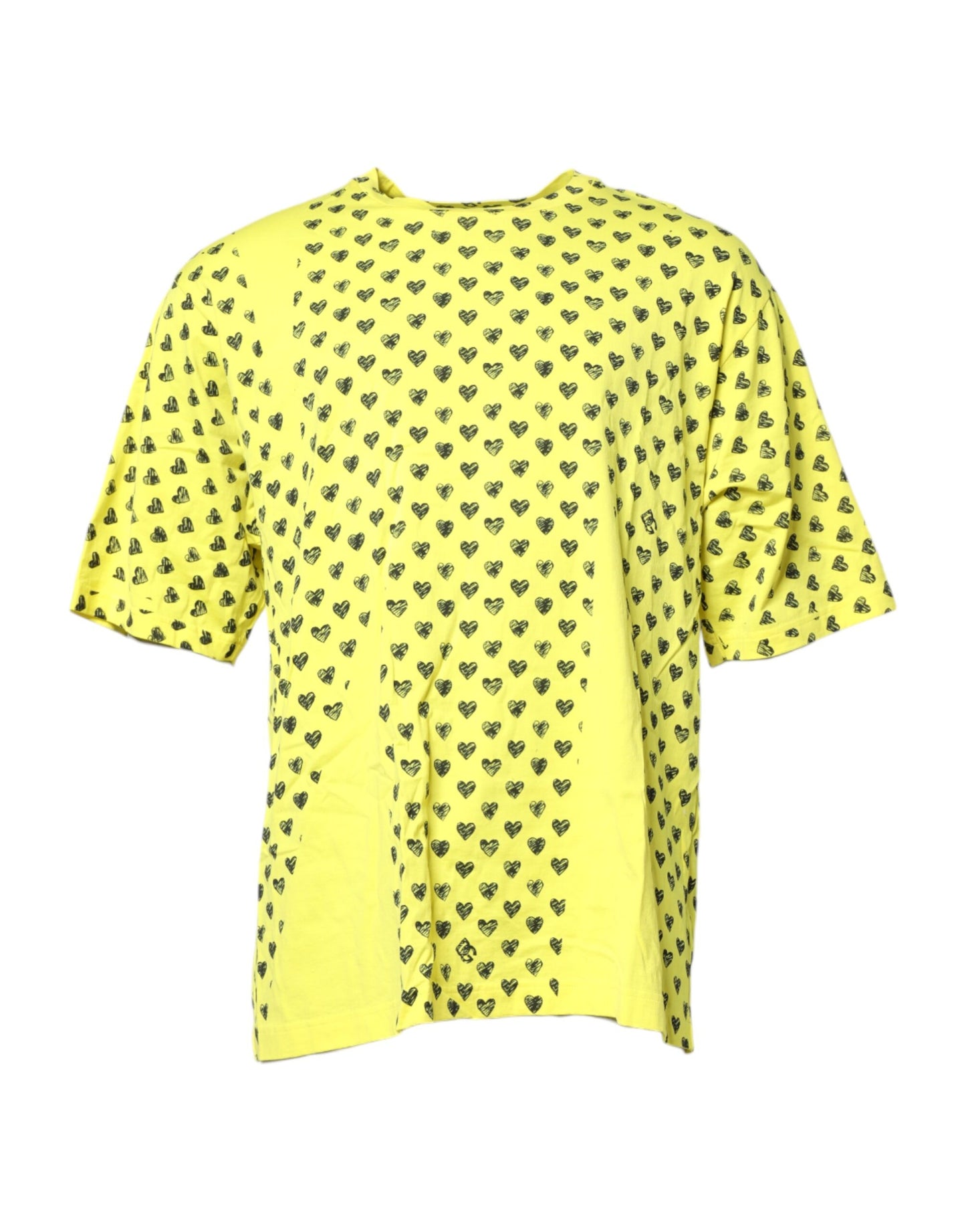Dolce & Gabbana Gelbes T-Shirt mit Rundhalsausschnitt aus Baumwolle DG Heart Print