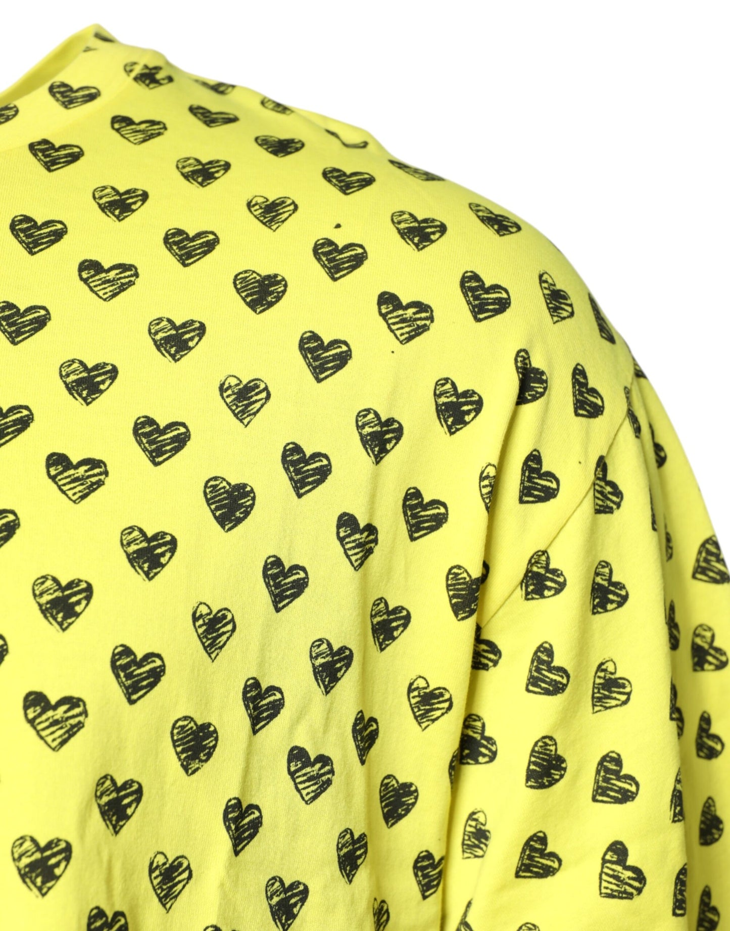 Dolce & Gabbana Gelbes T-Shirt mit Rundhalsausschnitt aus Baumwolle DG Heart Print