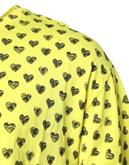 Dolce & Gabbana Gelbes T-Shirt mit Rundhalsausschnitt aus Baumwolle DG Heart Print