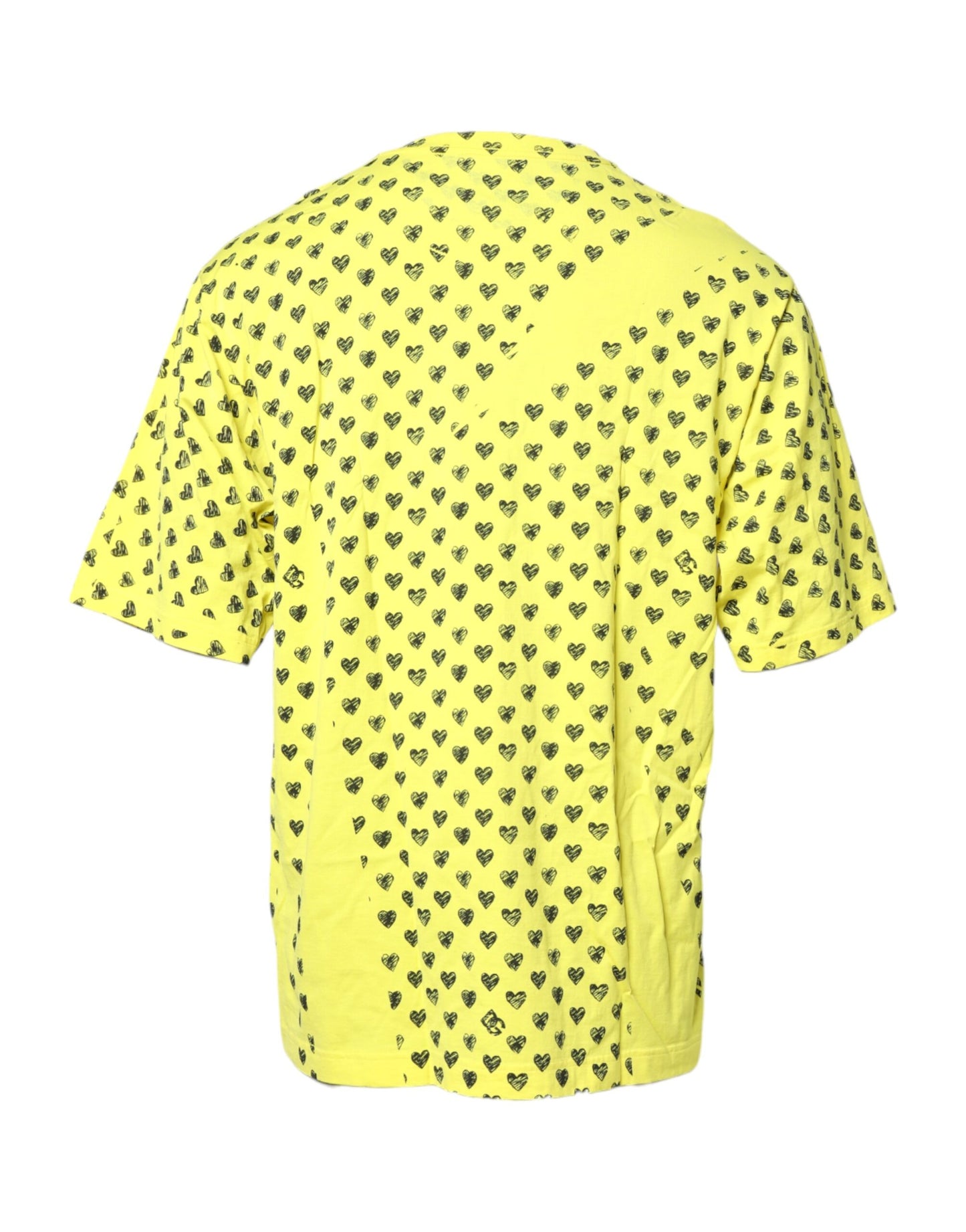 Dolce & Gabbana Gelbes T-Shirt mit Rundhalsausschnitt aus Baumwolle DG Heart Print