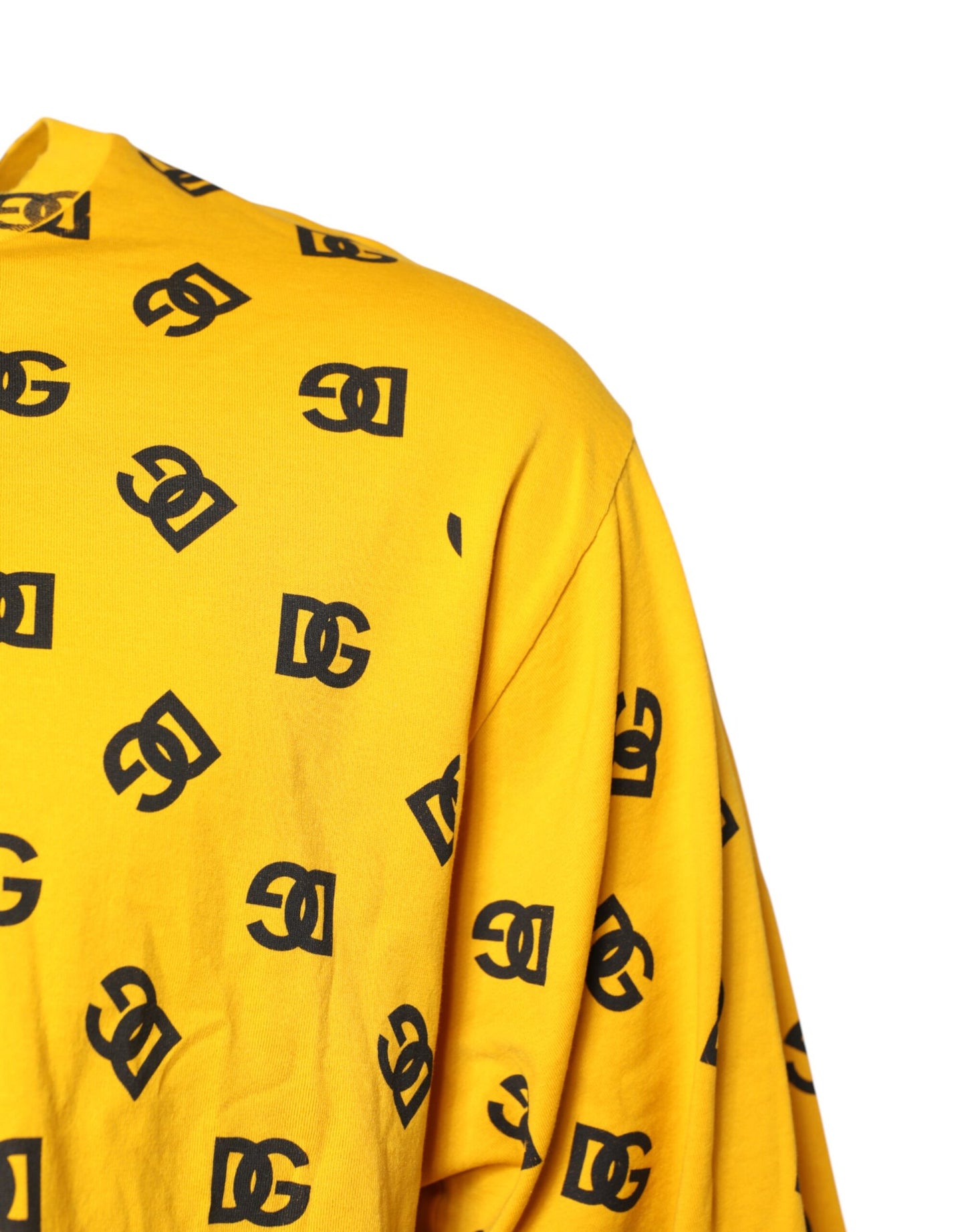 Dolce & Gabbana Gelbes Baumwoll-T-Shirt mit DG-Logo-Aufdruck in Cropped-Form