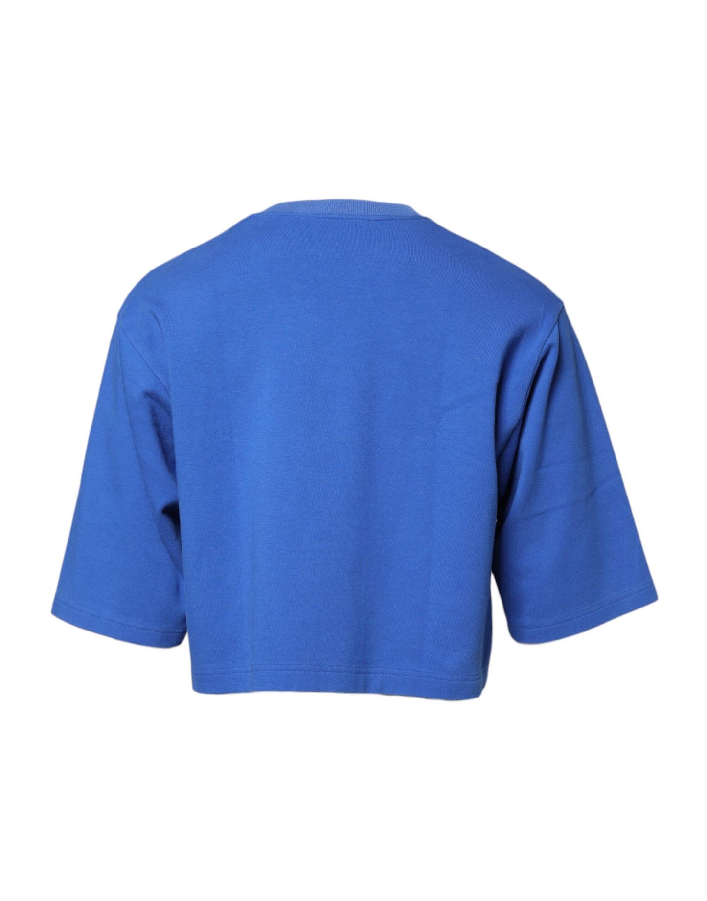 Dolce & Gabbana Blau bedrucktes T-Shirt mit Rundhalsausschnitt aus Baumwolle