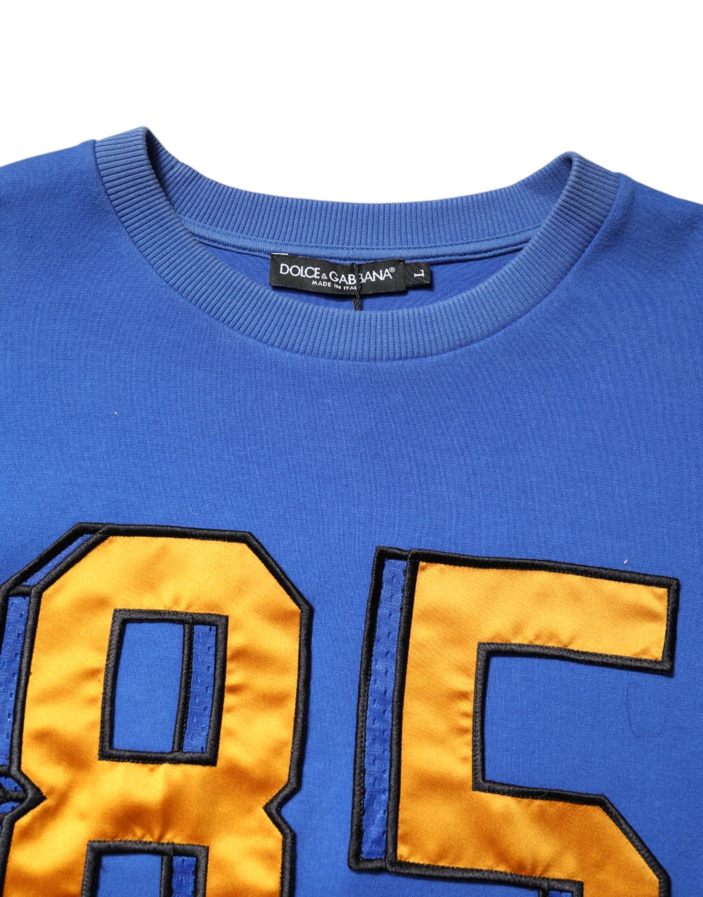 Dolce & Gabbana Blau bedrucktes T-Shirt mit Rundhalsausschnitt aus Baumwolle