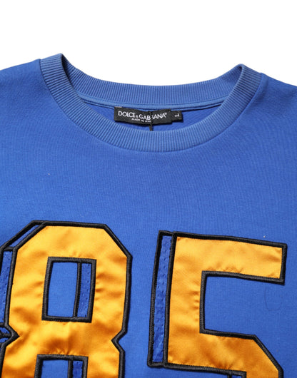 Dolce & Gabbana Blau bedrucktes T-Shirt mit Rundhalsausschnitt aus Baumwolle
