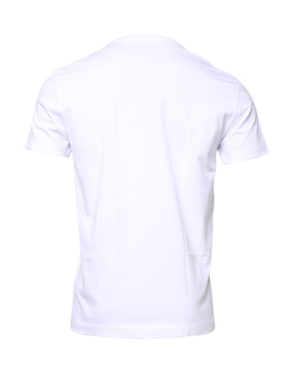 Dolce & Gabbana Weißes T-Shirt mit Rundhalsausschnitt und DG-Stickerei aus Baumwolle