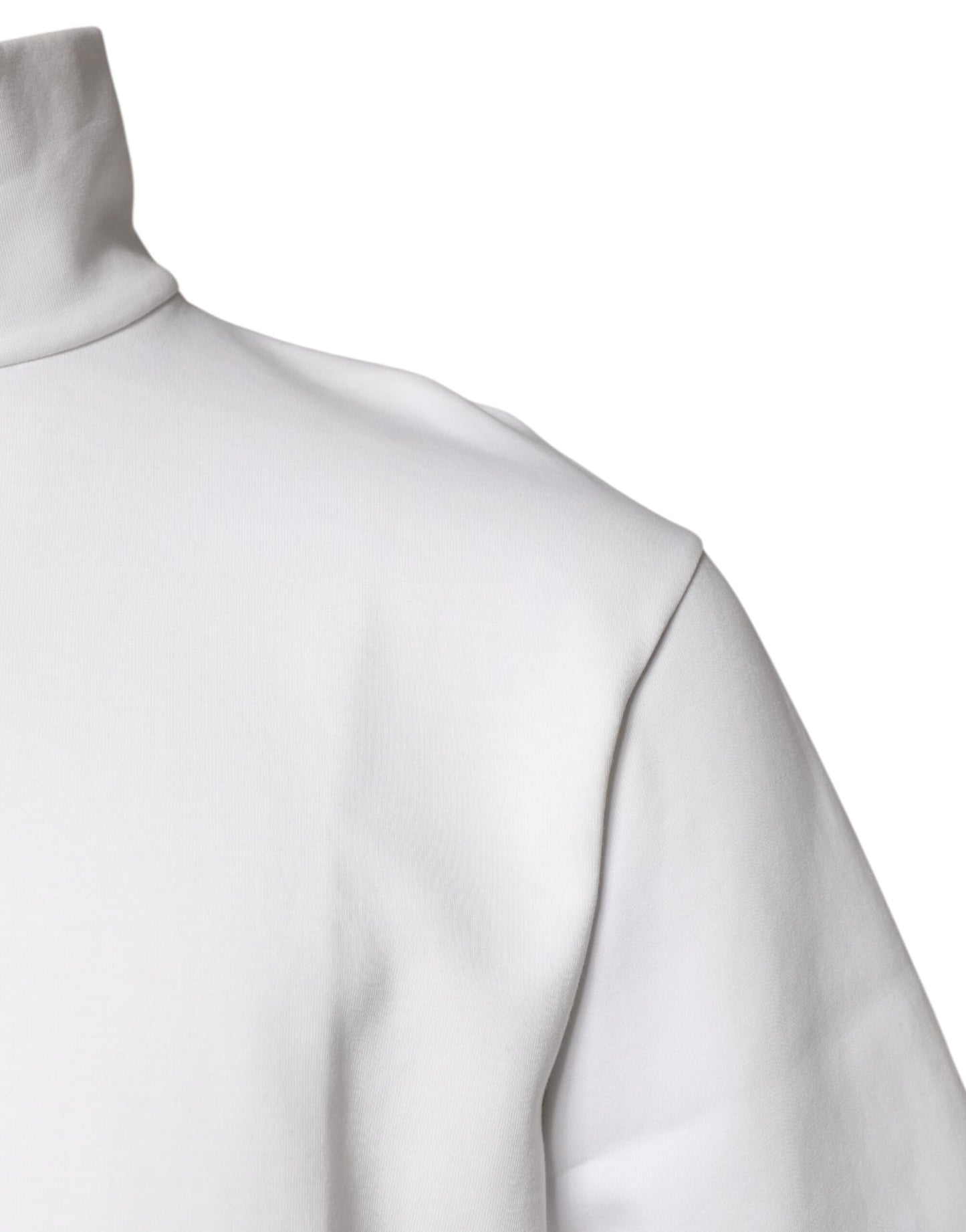 Dolce & Gabbana Weißes Baumwoll-Rollkragen-T-Shirt mit DG-Applikationen