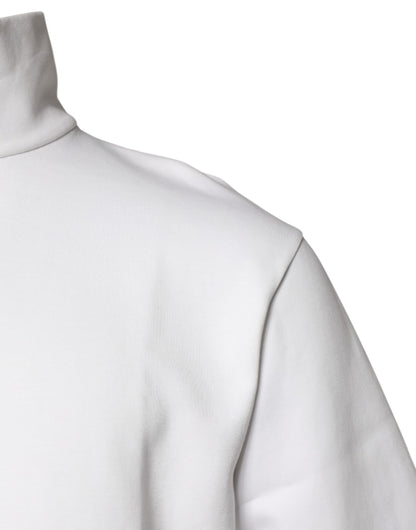 Dolce & Gabbana Weißes Baumwoll-Rollkragen-T-Shirt mit DG-Applikationen