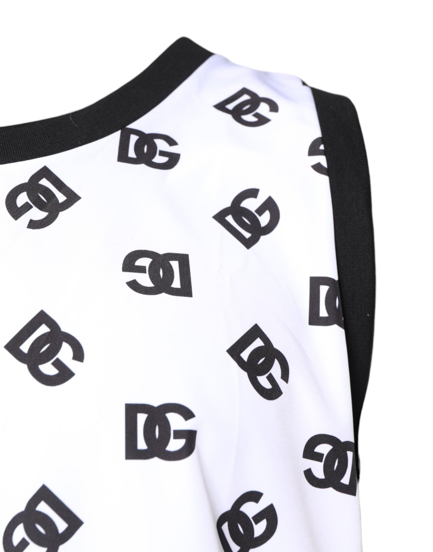 Dolce & Gabbana Weißes ärmelloses DG Logo-T-Shirt aus Polyester