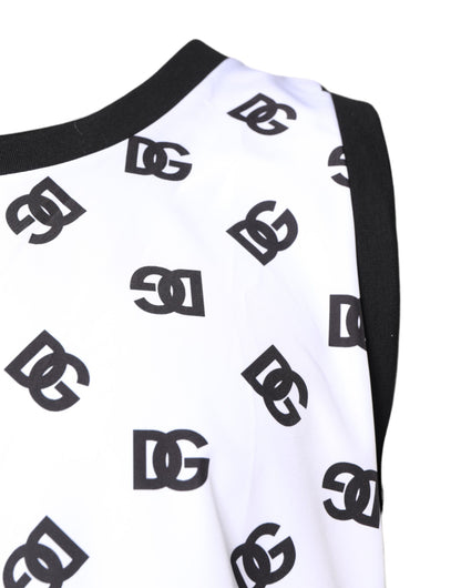 Dolce & Gabbana Weißes ärmelloses DG Logo-T-Shirt aus Polyester