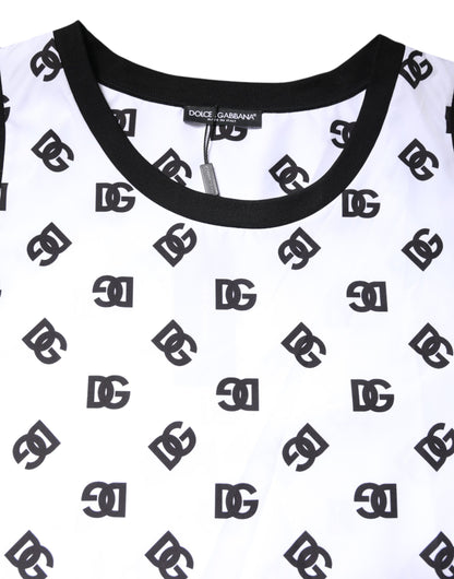 Dolce & Gabbana Weißes ärmelloses DG Logo-T-Shirt aus Polyester