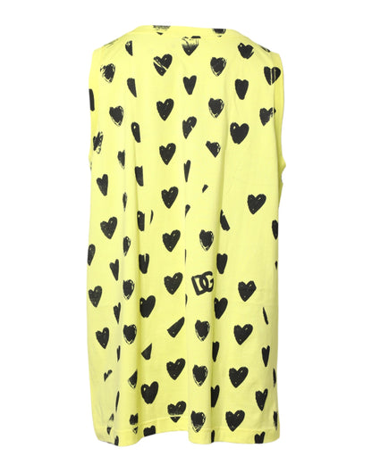 Dolce & Gabbana Gelbes Baumwoll-T-Shirt ohne Ärmel DG Heart