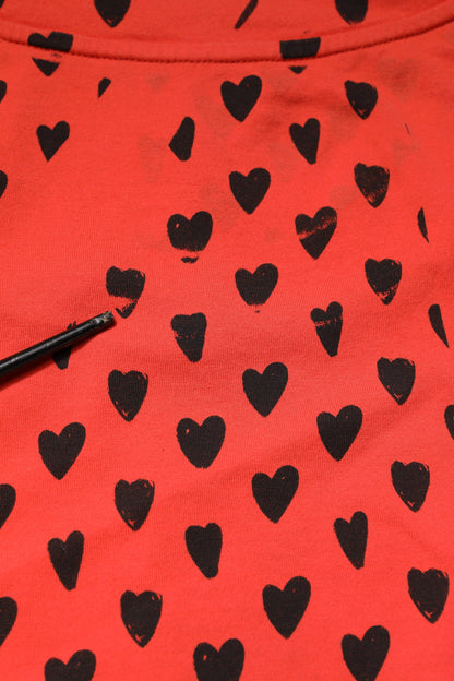 Dolce & Gabbana Rotes ärmelloses DG Heart Logo-T-Shirt aus Baumwolle