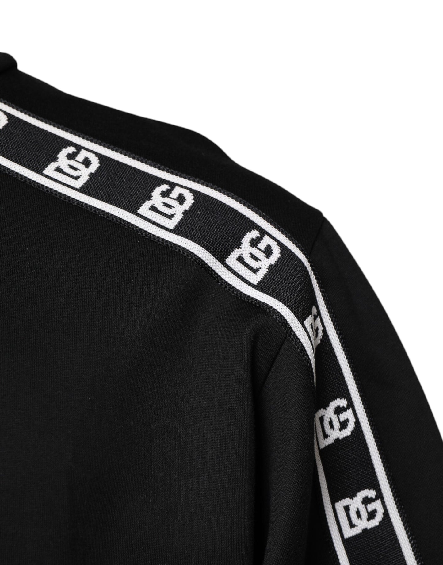 Dolce & Gabbana Schwarzes Rollkragen-T-Shirt mit DG-Druck aus Baumwolle