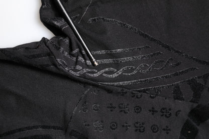 Dolce & Gabbana Schwarzes Baumwoll-Bandana-Logo-T-Shirt mit Rundhalsausschnitt