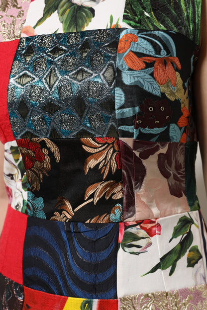 Dolce & Gabbana Multicolor Patchwork Ärmelloses Etuikleid
