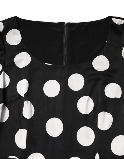 Dolce & Gabbana Schwarz-Weißes gepunktetes Midikleid mit Etui