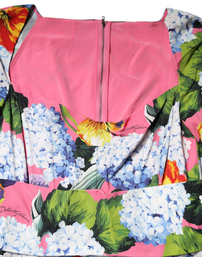 Dolce & Gabbana Multicolor Floral plissiertes Etuikleid Midikleid