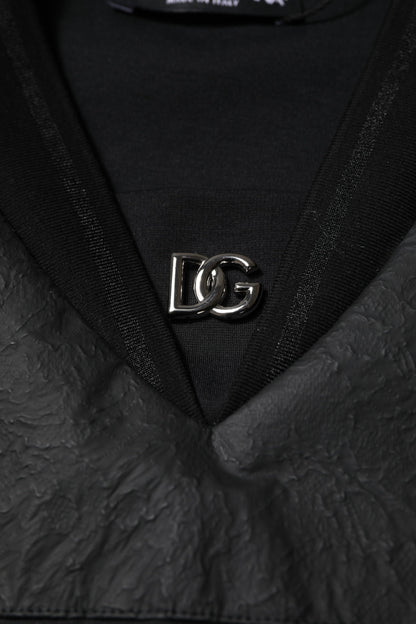 Dolce & Gabbana Schwarzes Baumwoll-T-Shirt mit kurzen Ärmeln und V-Ausschnitt