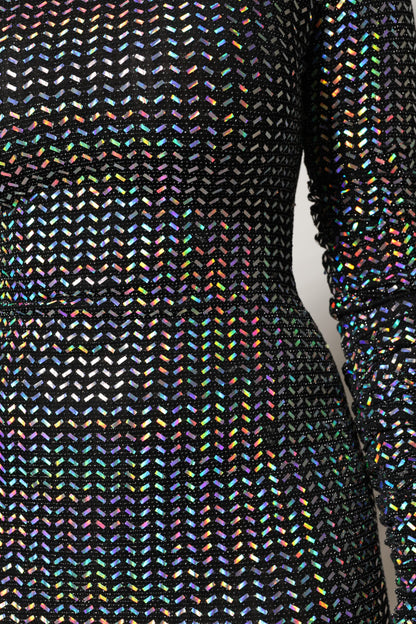 Dolce & Gabbana Schwarzes verschönertes Nylon-Bodycon-Minikleid