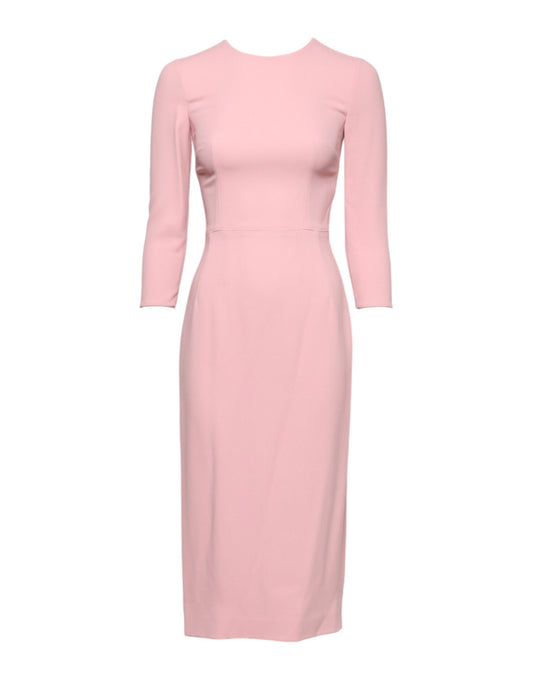 Dolce & Gabbana Rosa Viskose 3/4 Ärmel Etuikleid Midikleid
