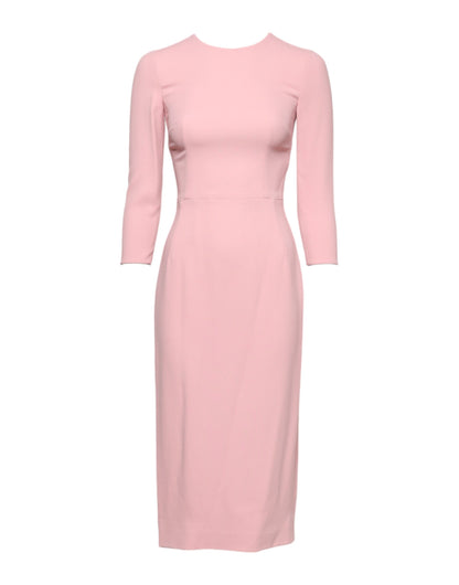 Dolce & Gabbana Rosa Viskose 3/4 Ärmel Etuikleid Midikleid