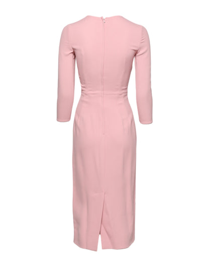 Dolce & Gabbana Rosa Viskose 3/4 Ärmel Etuikleid Midikleid