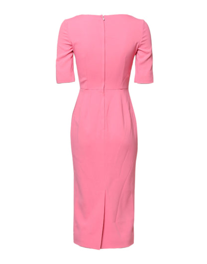 Dolce & Gabbana Rosa Viskose Kurzarm-Midikleid mit Etui