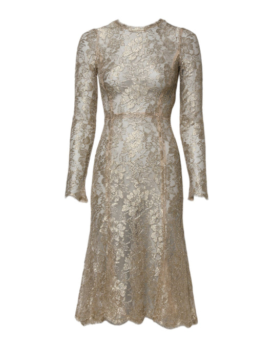 Dolce & Gabbana Gold Floral Spitze Lange Ärmel Fit &amp